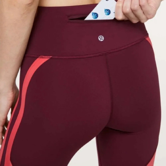 Lululemon Zip The Line Crop Deep Ruby  Coral Size 12 - Picture 4 of 16